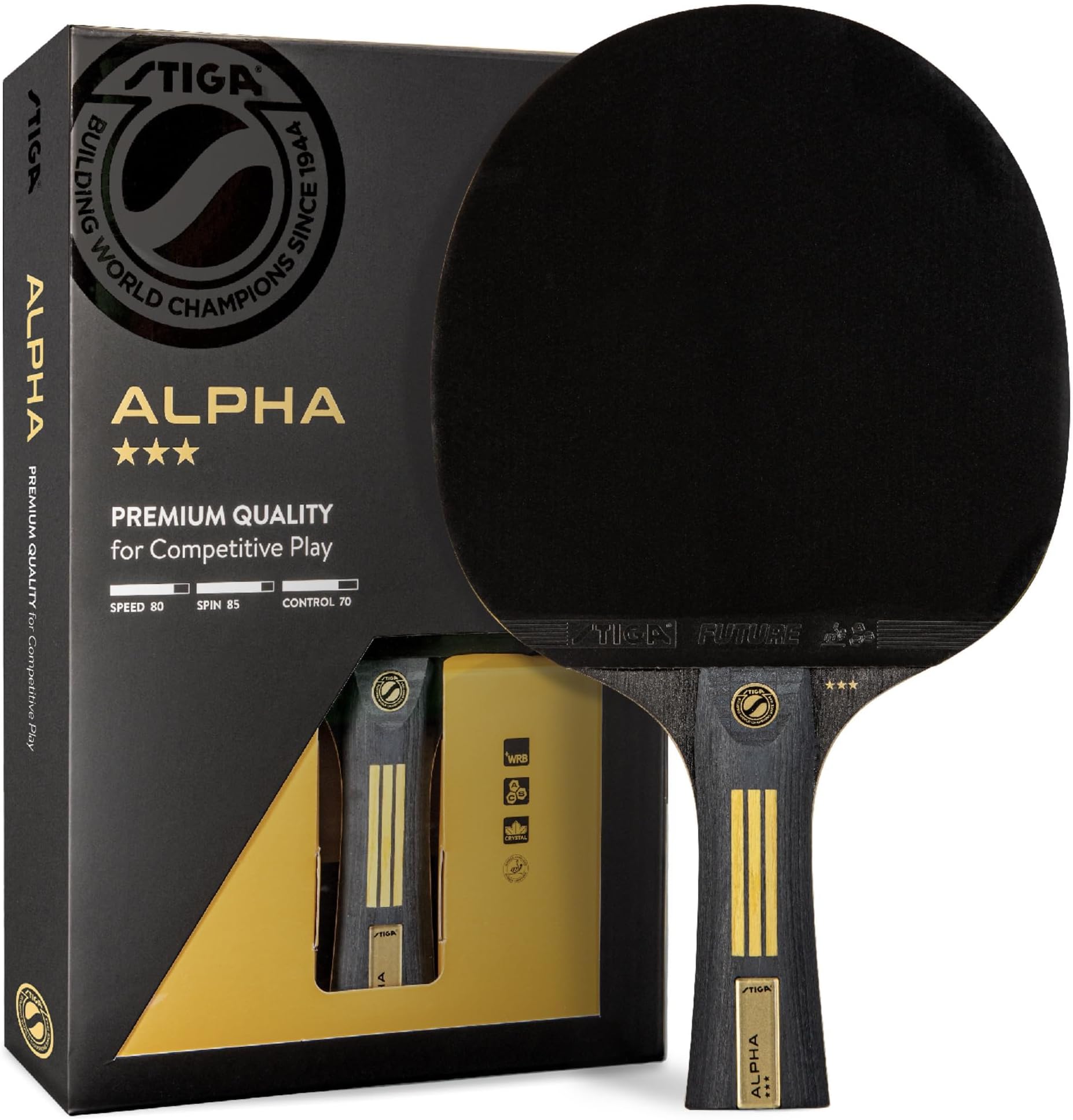STIGA Bullet Ping Pong Paddle – 5-ply Extra Light Blade – 2mm Premium Sponge – Flared Handle for Masterful Grip – Performance Table Tennis Racket for Competitive Play