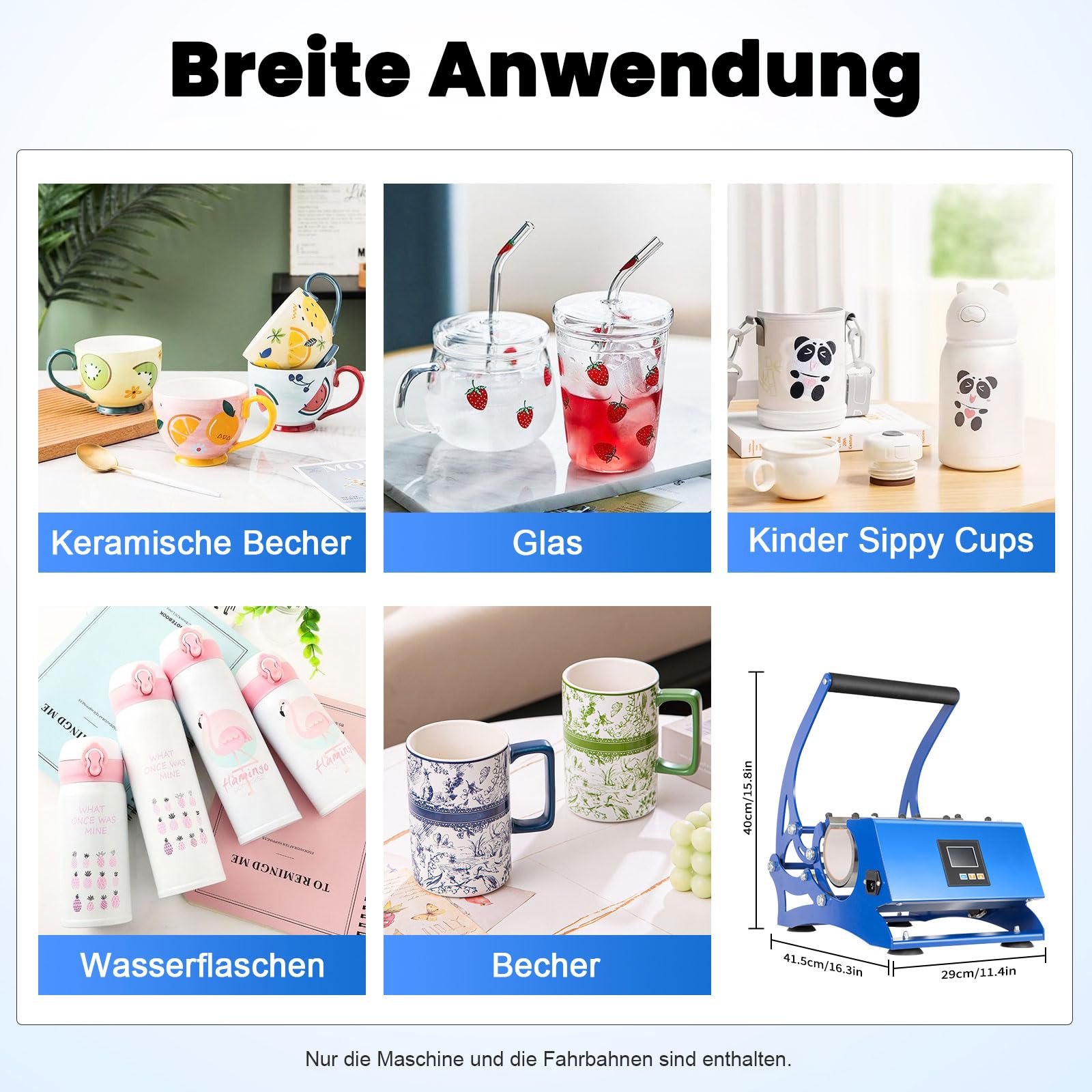 6 in 1 Tassenpresse Sublimationspresse - Transferpresse Mug Press 8-30OZ, 500W - 200 ℃ Schnelles Erhitzen, Multifunktionale Becherpresse, Sublimation Tasse Drucken mit Digitalanzeige