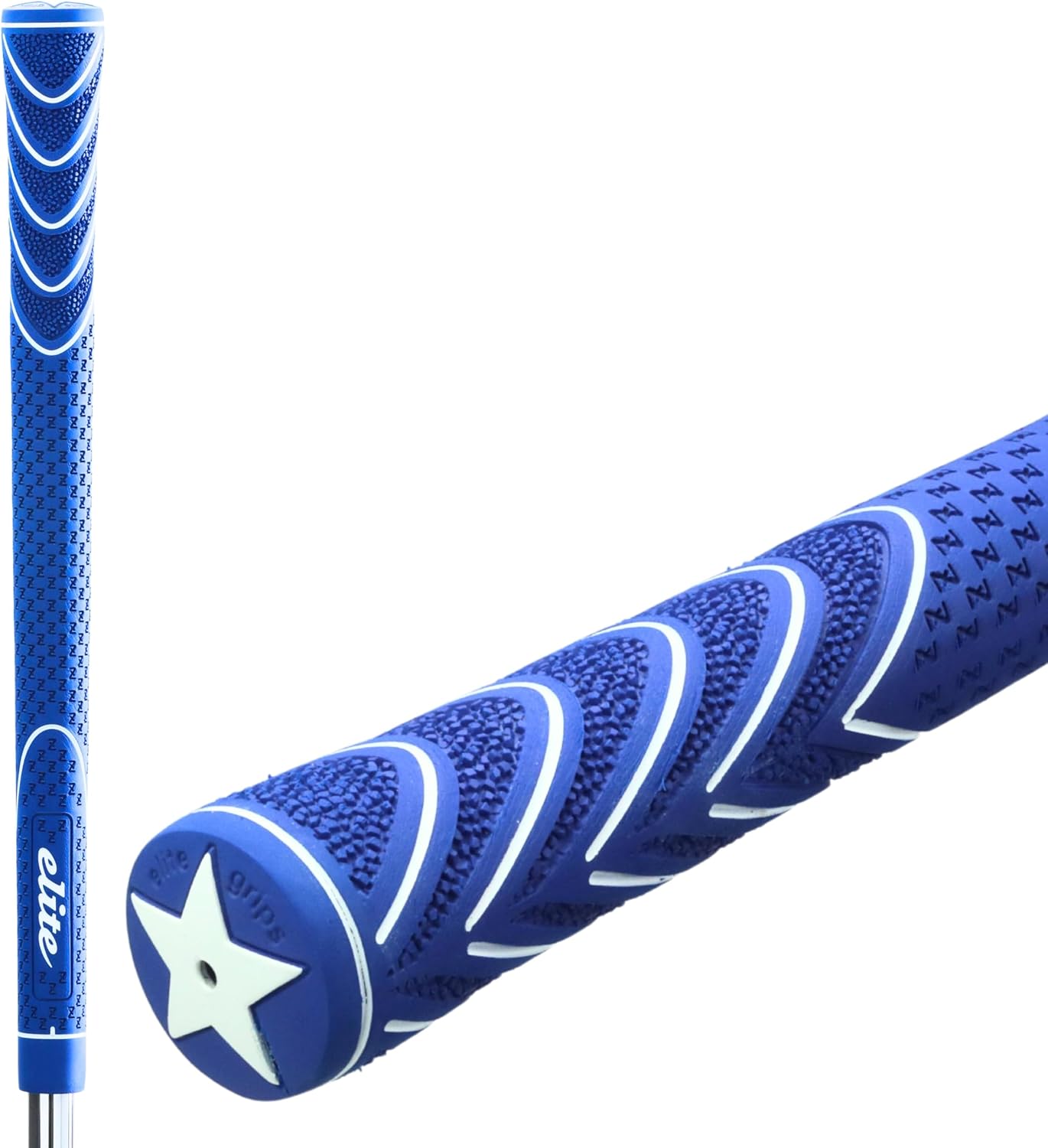 Elite Grips STINGRAY SLIM Golf Grips, Integrated Grip End, 360 Seamless, No Backline, Blue, Set of 5