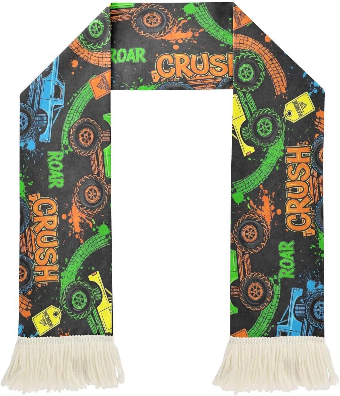 CHIFIGNO Colorful Truck Black Sports Fan Scarf Towel, Soft Absorbent Polyester Cheering Wrap for Soccer Games, Quick Dry Rally Towel