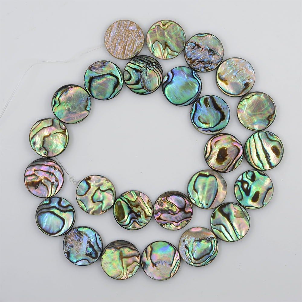 16mm Natural Abalone Shell Flat Coin Beads Strand 16 Inch Jewelry Making Beads