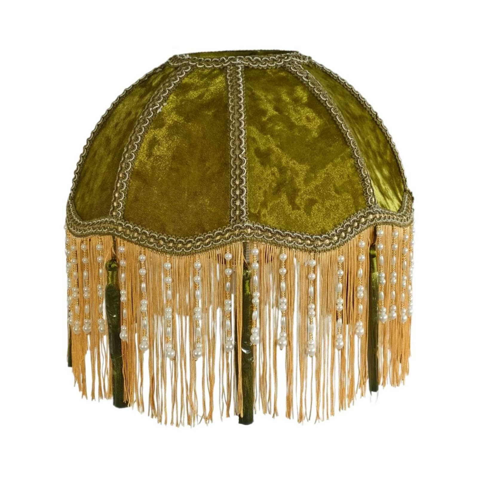 Lampenschirm mit Fransen Viktorianisch Stofflampenschirm Vintage Ersatzschirm für Schlafzimmer, Hotel, 11x32x16 Cm, Samtstoff Mit Fransen Und Perlenanhängern