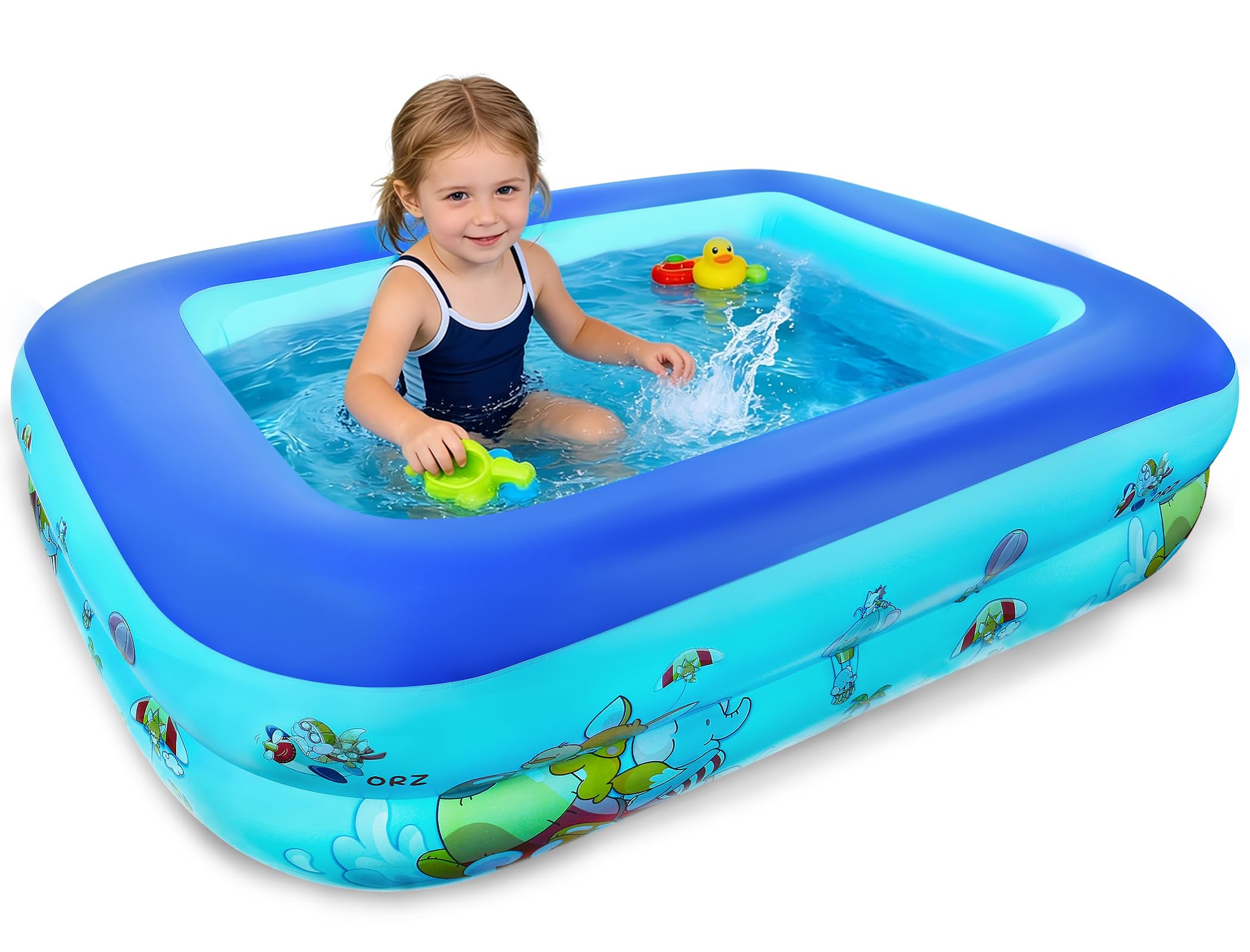Piscine Gonflable Rectangulaire, Petite Piscine Gonflable Enfant, 120 cm Piscine Rectangulaire Enfant, Pataugeoire Gonflable Portable pour Balcon, Jardin, Plage, Intérieur et Extérieur