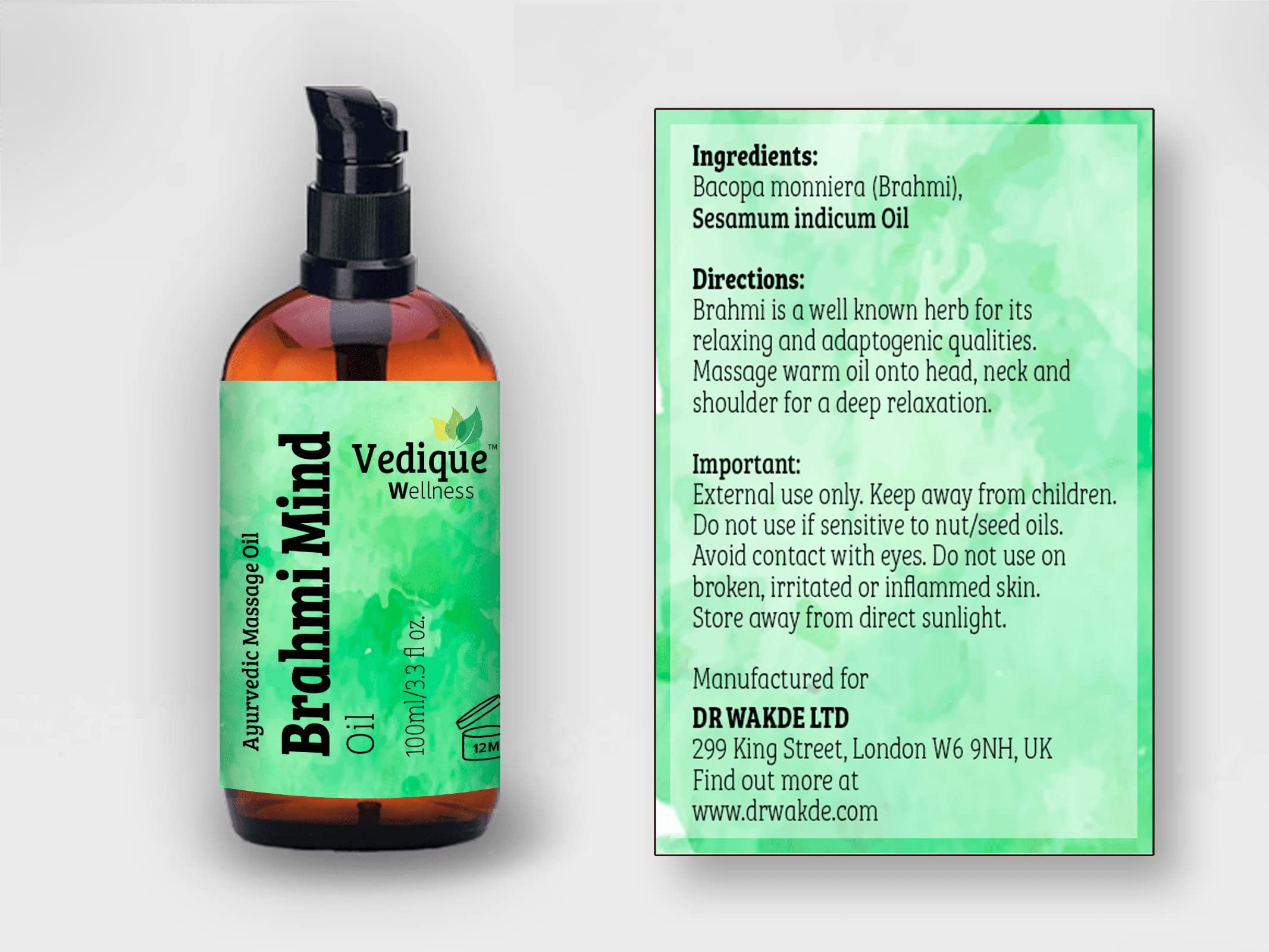 VEDIQUE Remedies Brahmi Mind Oil | 500 ml | ayurvedisches Kopfmassageöl | tief beruhigend, entspannend und pflegend | ganz natürlich
