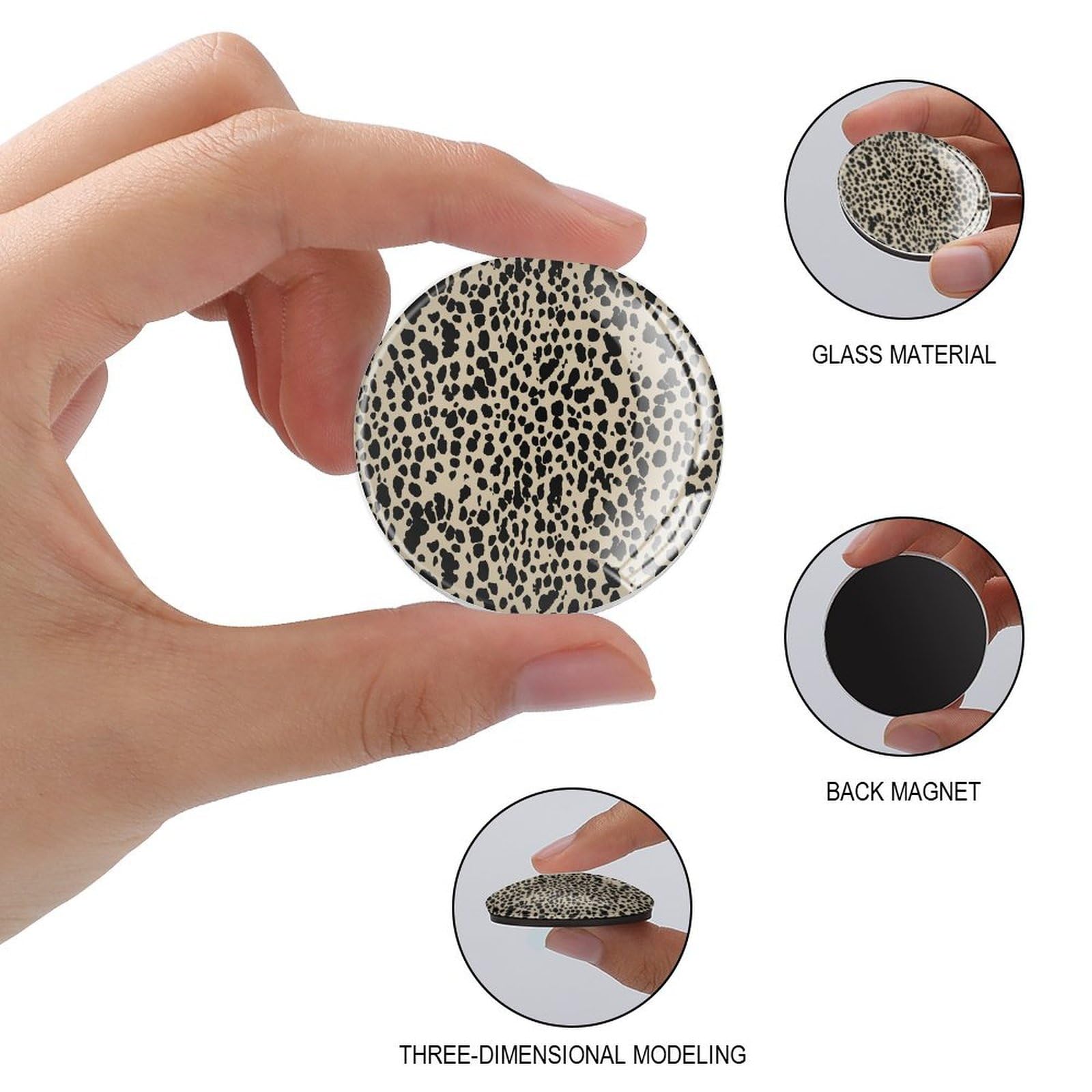 Kühlschrankmagnete mit Leopardenmuster, magnetisch, für Kühlschrank, chinesischer Stil, Glas, starke Magnete, traditionell, lustig, für Schule, Zuhause, Küche, Büro, Lehrer, 4 Stück