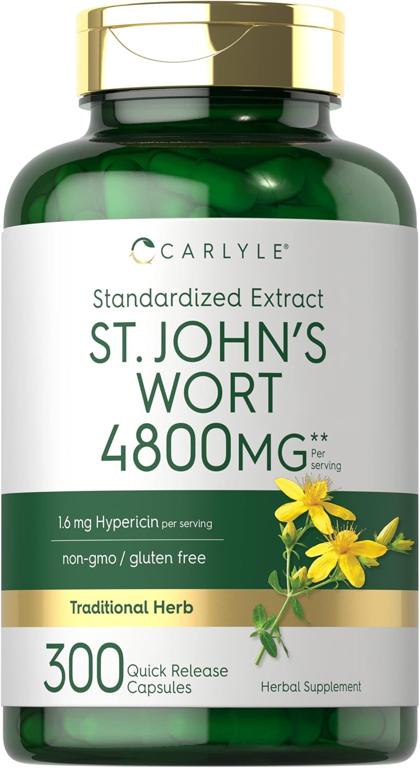 Carlyle St John's Wort Capsules | 300 Count | Non-GMO & Gluten Free Supplement | Standardized Extract