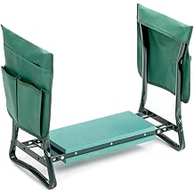 Healsmart Garden Kneeler and Seat, Foldable Kneeling Bench with Sturdy Soft EVA Foam Pad, for Camping, Gardening, Fishing, 2 Tool Pouches Included, Green