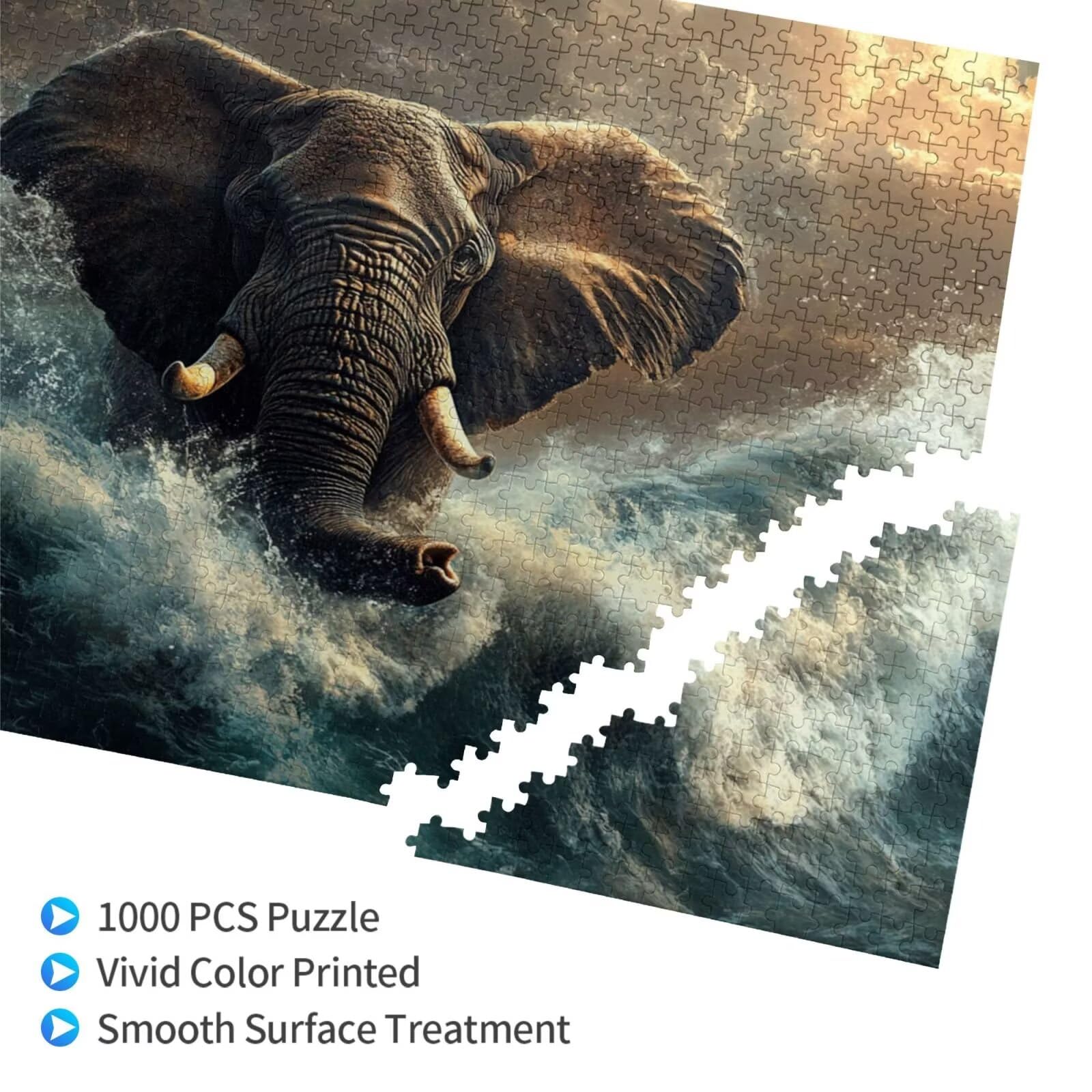 Puzzle słoń, 1500 elementów, puzzle ze zwierzętami, dla dorosłych, z pudełkiem na prezent, "zrób to sam", duże drewniane puzzle dla dorosłych, gra zręcznościowa dla całej rodziny, prezenty dla kobiet