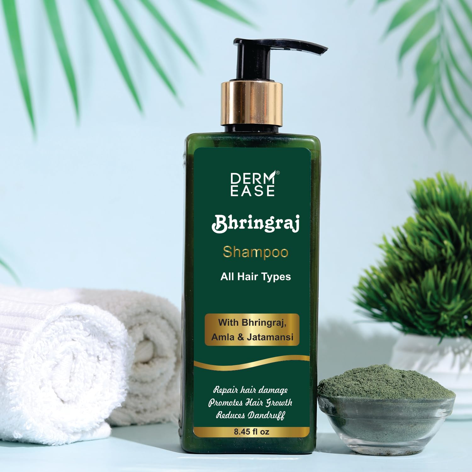 Bhringraj Shampoo | With Bhringraj, Amla & Jatamansi | Anti-Dandruff for Dry & Frizzy Hair | Repair Hair Damage | Nourishing and Repairing Shampoo | Suitable for All Hair Types (8.45 fl oz)