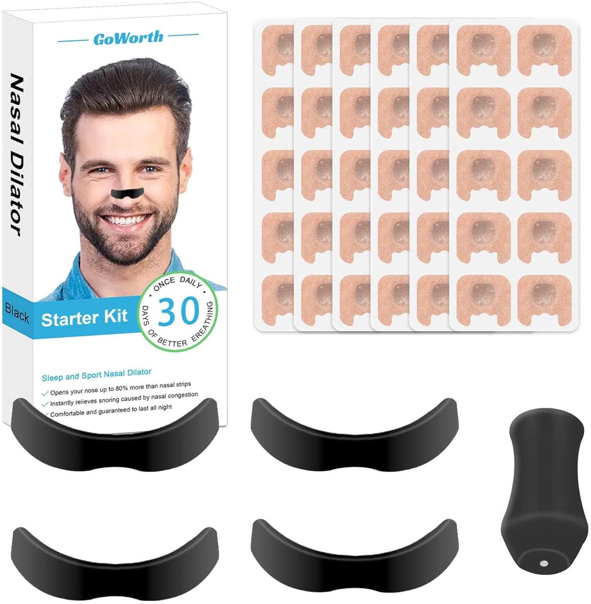 Magnetic Nose Strip, Magnetic Nasal Strips for Breathing (60Pcs) - Snoring Aids for Men and Women, Nose Strips Anti Snoring Devices, Helps Reduce Snoring & Improve Sleep Quality