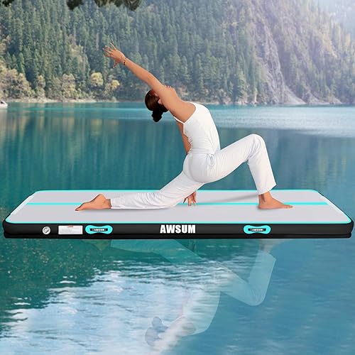 Miniatura 7 de AWSUM - Colchoneta inflable para gimnasia y acrobacias, 8 ó 4 pulgadas de grosor, incluye bomba eléctrica, para hogar, gimnasio o exterior, 10, 13,