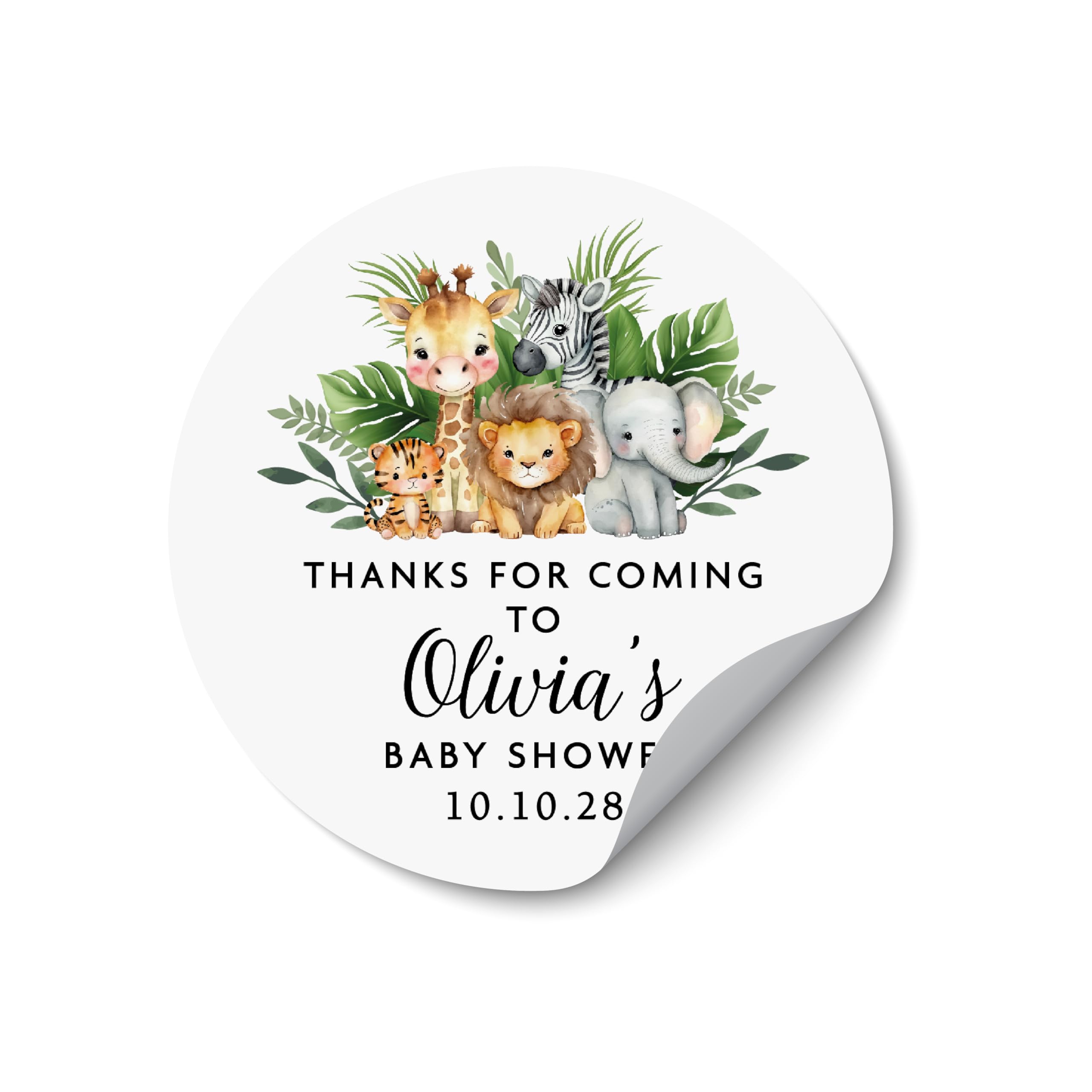 Baby Animal Sticker Tags, Safari Baby Shower Labels, Animal Print Shower Tags, Personalized Labels for Baby Favors, Custom Stickers - BS25