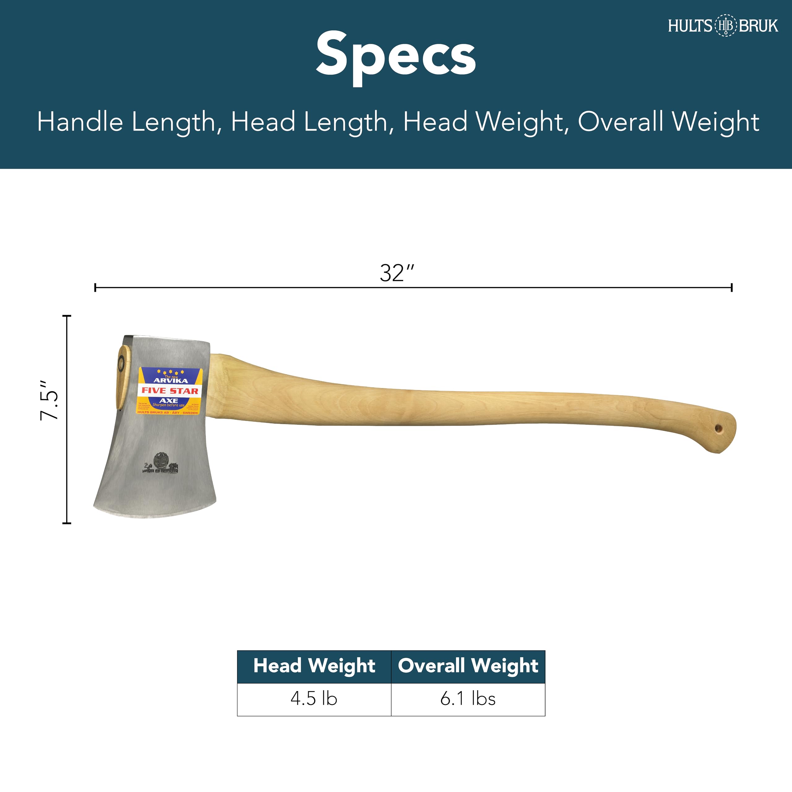 Amazon.com: Hults Bruk 840511 Arvika 5 Star Racing Axe - 4.5 lb