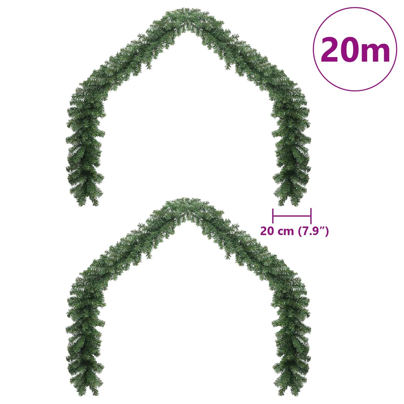 vidaXL Weihnachtsgirlande 2 pcs Grün 20 m PVC, Elegante Weihnachtsgirlande, Deko für Wohnraum, festliches Grün, saisonale Verzierung, Draußen für Festive Stimmung