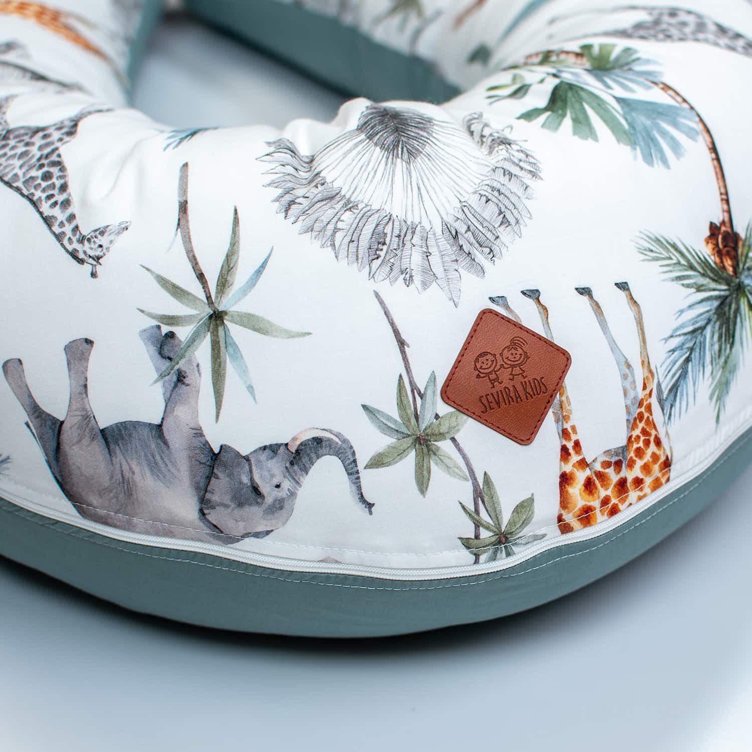 Sevira Kids – Cojín de lactancia ergonómico + funda Safari Made in France