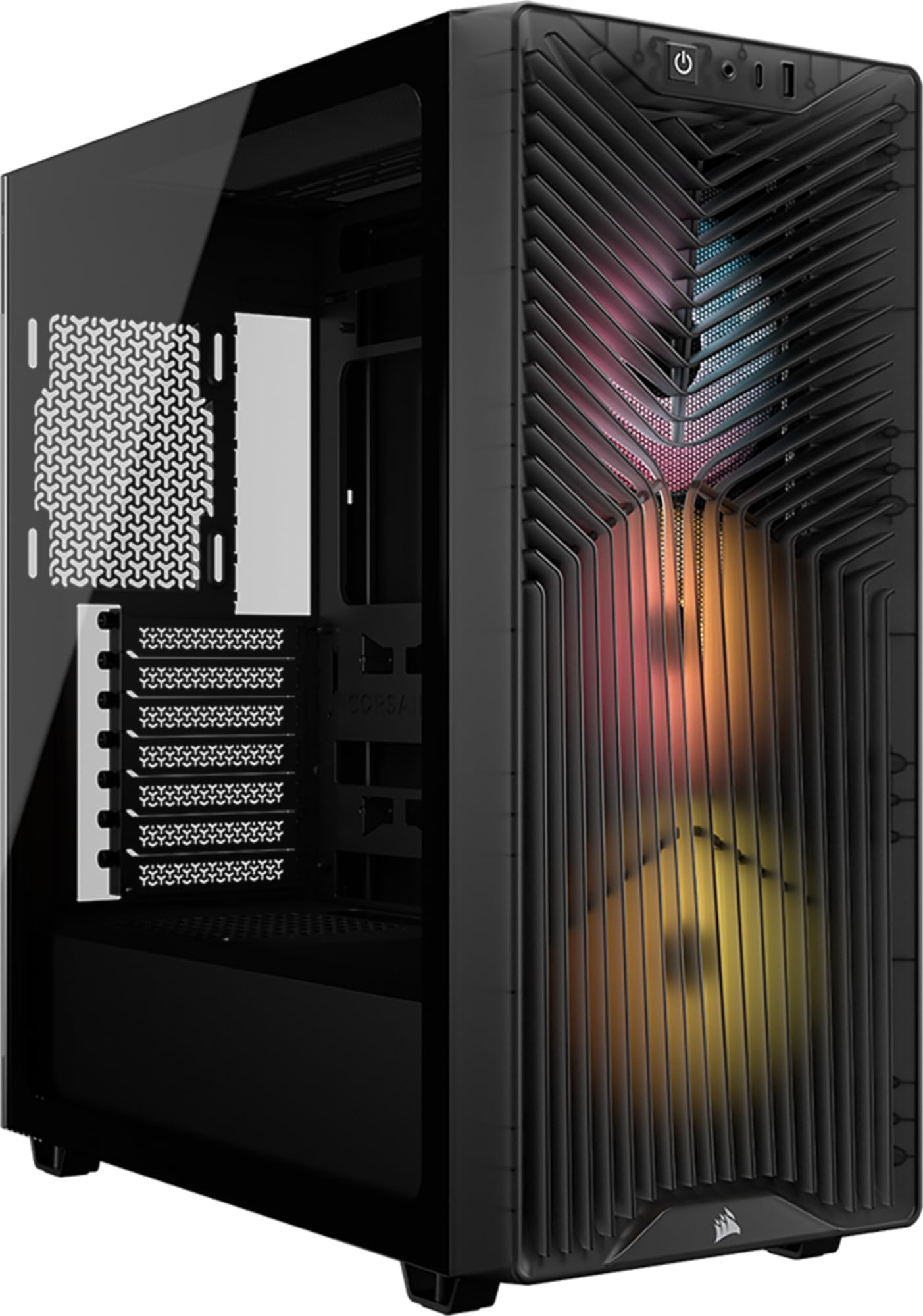 CORSAIR 3200D RS ARGB Case PC Mid Tower – Fumo | 3 Ventole RS120 ARGB, Flusso D'aria Elevato, Compatibile Radiatore 360mm, Compatibile Con Schede Madri Connessione Inversa