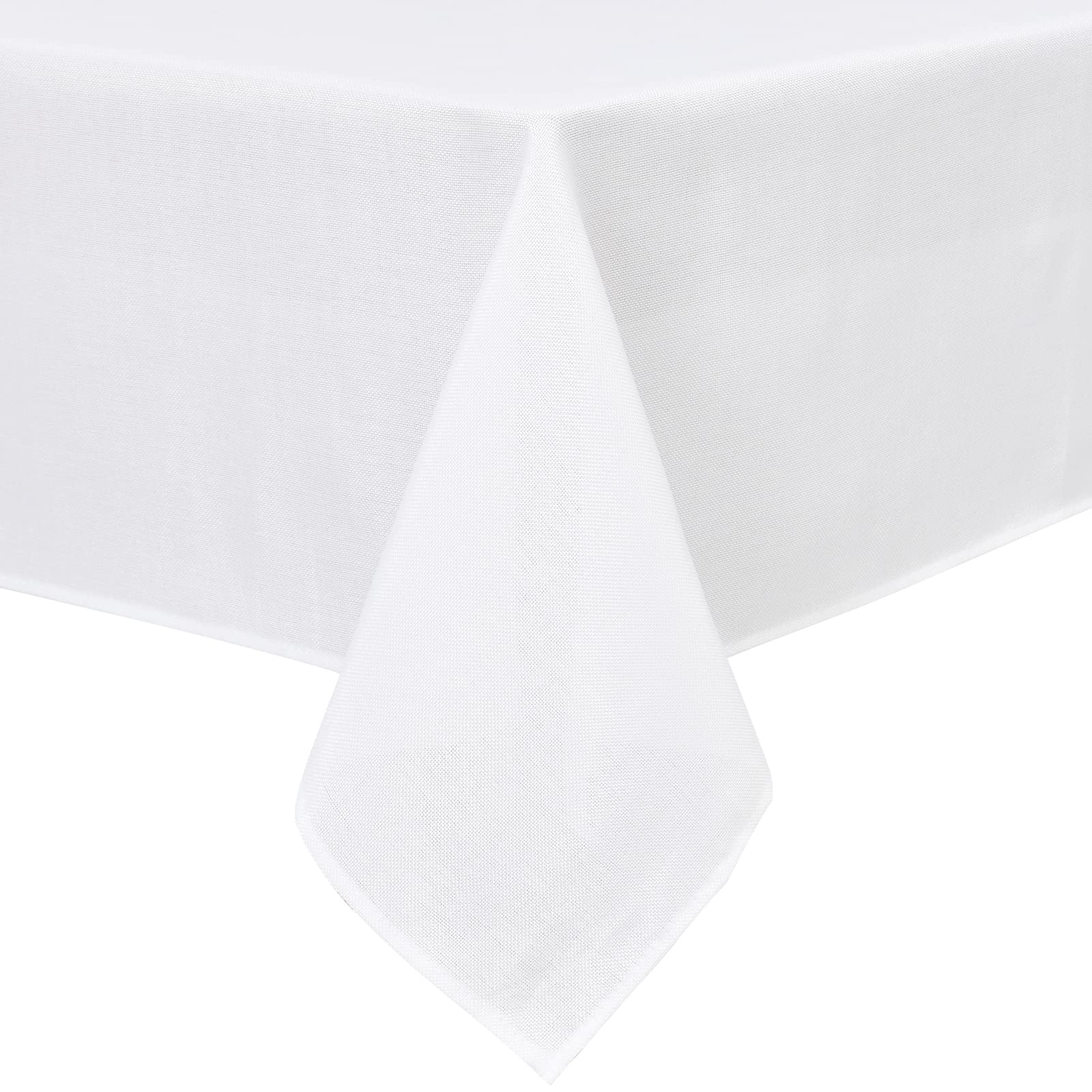 hiasan faux linen rectangle tablecloth - wrinkle and stain resistant washable table cloth for kitchen dining room holiday table cover for party dinner, white, 60 x 84 inch