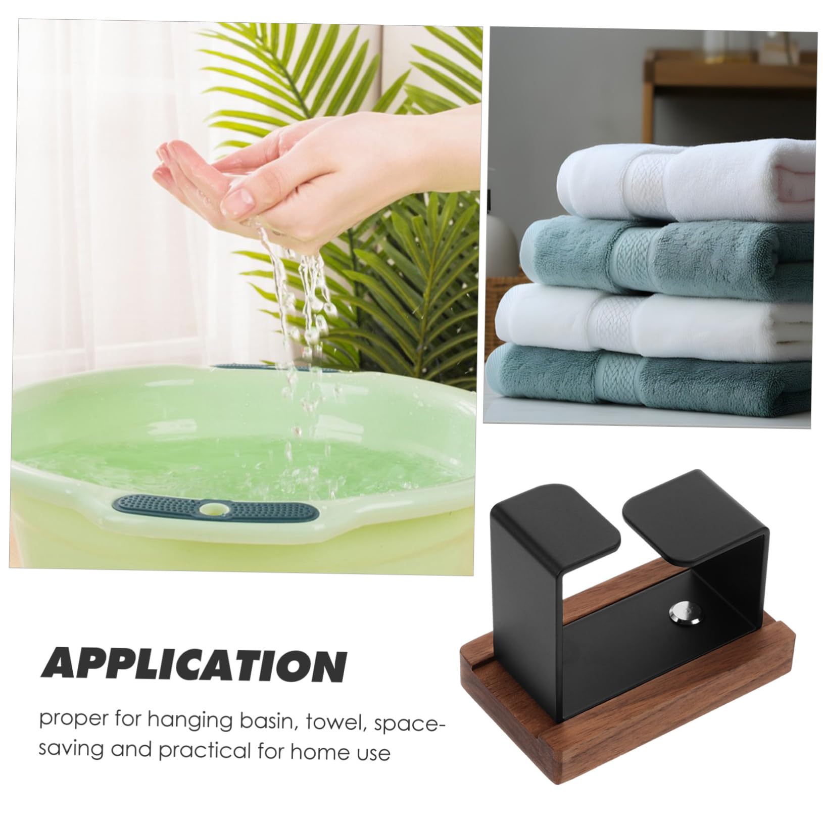 SMASOLO - Porte-serviettes Mural En Bois Sans Perçage - Pour Salle De Bain, Cuisine - Design Compact - 9