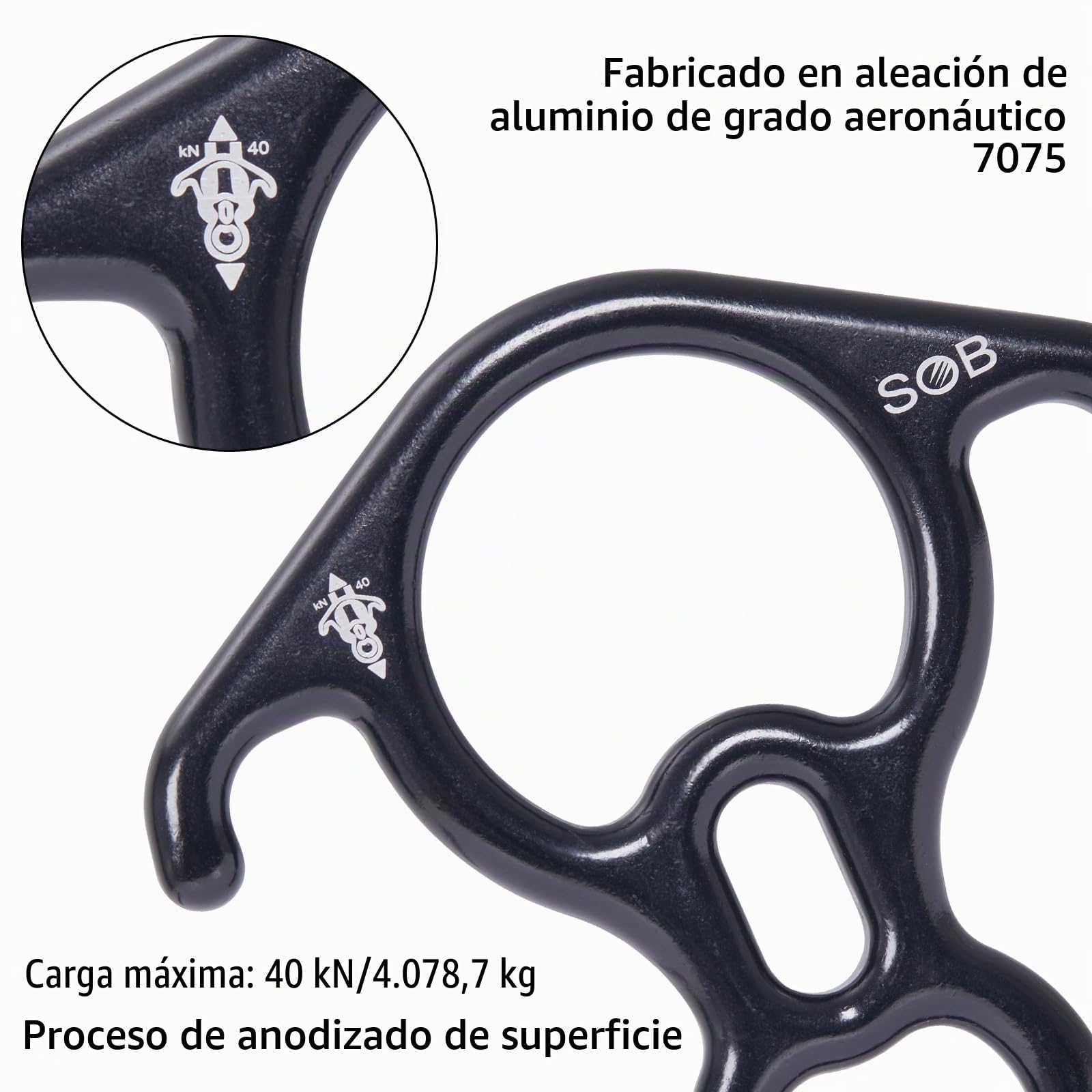 SOB Descensor de Escalada Figura 8 Anillo Aleación de Aluminio de Magnesio para Montañismo Rescate