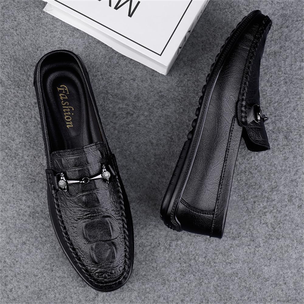 Mocasines de vestir de piel auténtica para hombre, mocasines casuales de moda para uso diario, Black, 38 2/3 EU