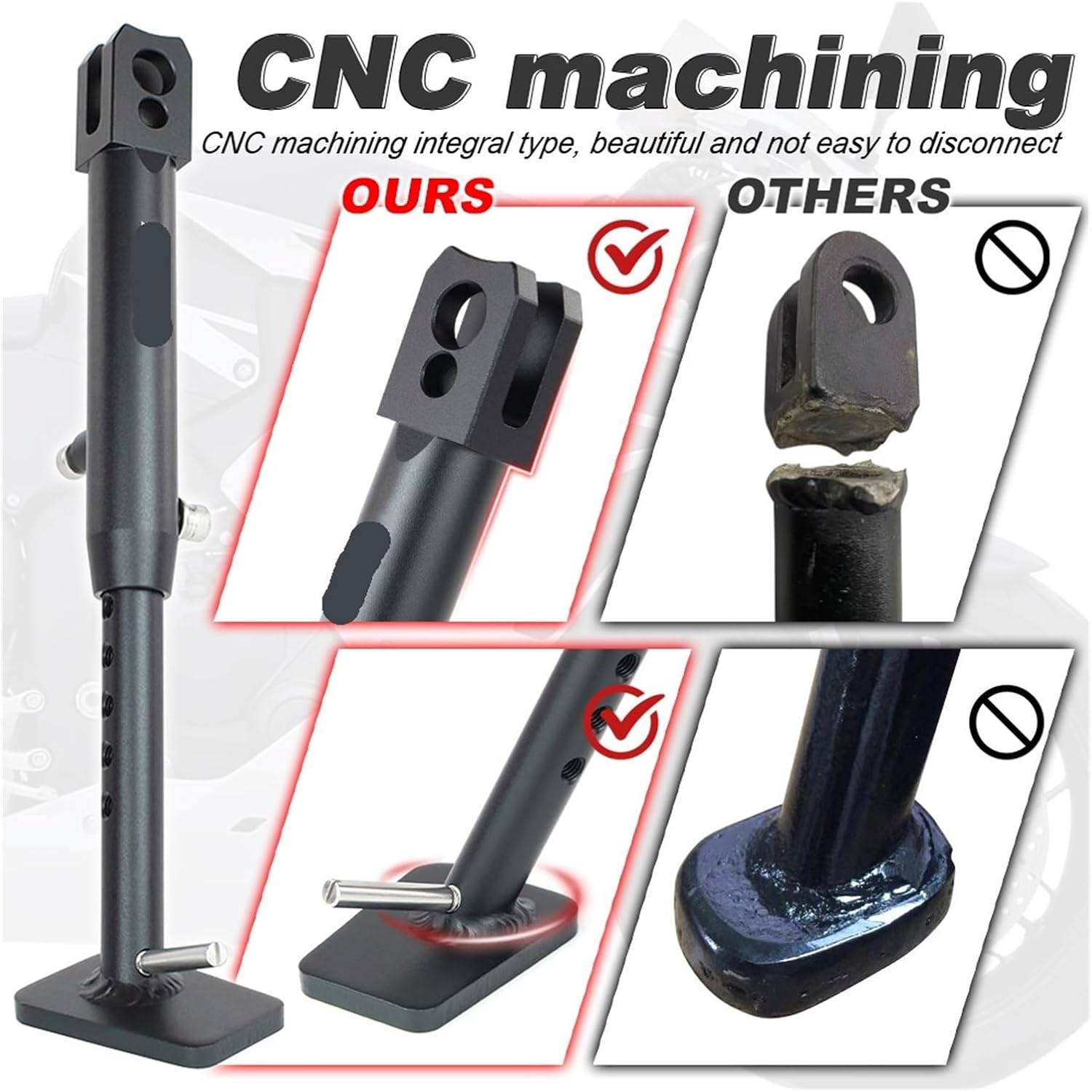 Motorcycle Adjustable Kick Stand Side Stand Compatible With CBR600RR 2007-2025 Kickstand Foot Support Lowering Kit Aluminum