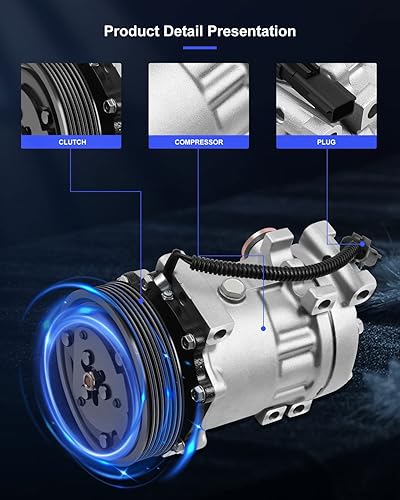 Miniatura 4 de ECCPP Compresor de CA 1999-2001 para Dodge Dakota para Dodge para Ram 1500 2500 3500 3.9L 5.2L 5.9L 8.0L AC Compresor con embrague SD7H15