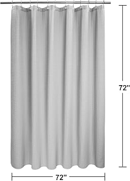 Barossa Design Cotton Blend Shower Curtain Honeycomb Waffle Weave, Grey Fabric Shower Curtains for Bathroom with Hotel Grade & Spa Style, Machine Washable - Lake Wanaka Gray, 72x72