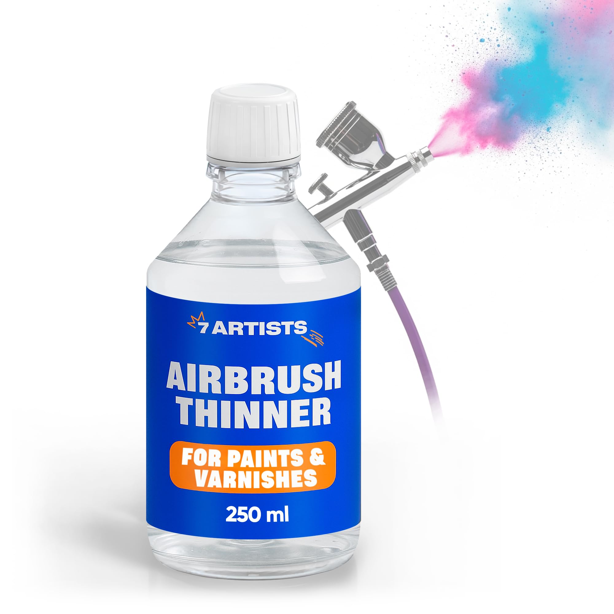 7 Artists Airbrush Thinner 250 Ml Airbrush Thinner Fluid 250 Ml – Air Brush Paint Thinners For Acrylics, Model Paint | Retarder Medium For Airbrush Kit And Spray Gun Use | Airbrushes Acrylic Mediums For Art, Cleaning