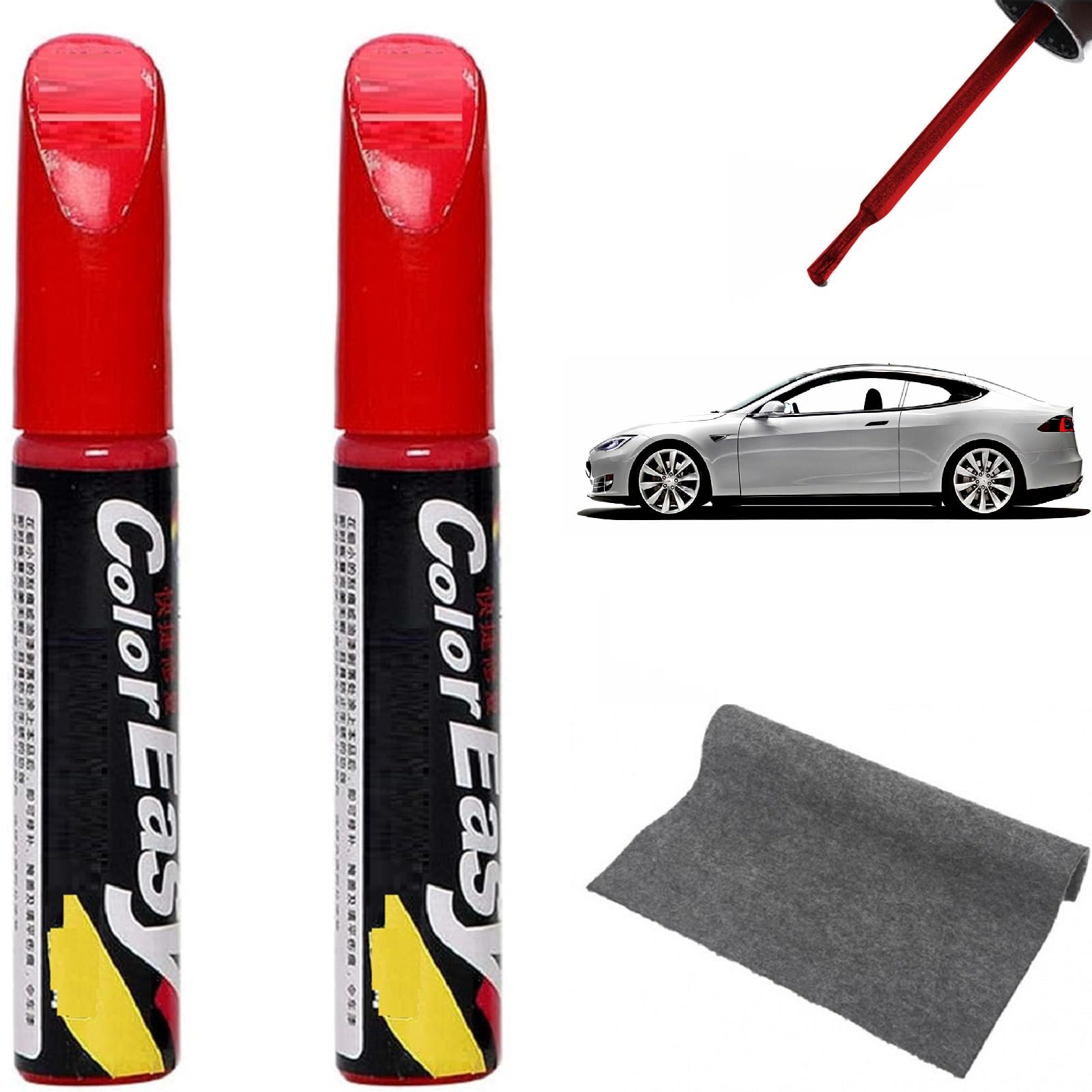 Car Touch Up Paint Pen,Car Scratch Remover Pen,Car Paint Scratch Repair Pen,Car Paint Repair Pen,Car Touch Up Pen,2PCS Car Paint Scratches Repair Pen Brush for Cars Trucks Motorcycles Boats (Red)