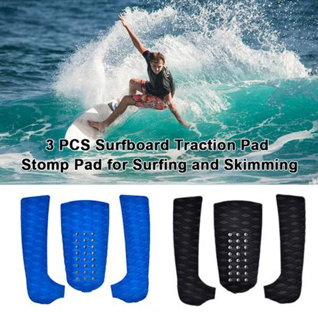 3 Set 3 Stück Surfboard Traktionspad Stomp Pad Surfbrett rutschfeste EVA Schwanzmatte Fußgriff Surfen Zubehör Punkte schwarz