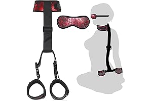 BDSM Neck to Wrist Behind Back Restraints, Red