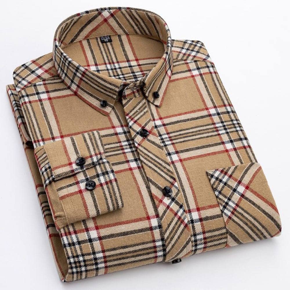 Camicia In Cotone A Maniche Lunghe Da Uomo,Camicia Casual A Maniche Lunghe Da Uomo, Camicia Casual In Cotone A Quadri A Maniche Lunghe Da Uomo Colletto Alla Coreana Camicia A Quadri Sportiva All'Ari