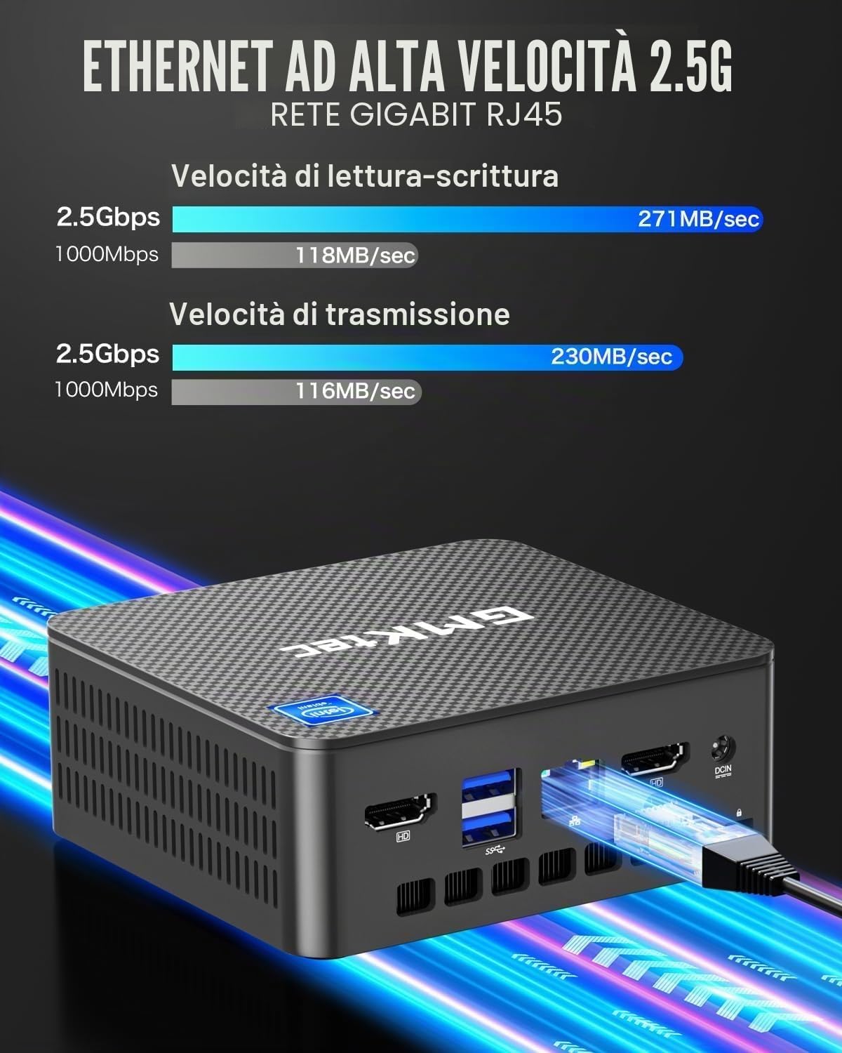 GMKtec Mini PC G3 PRO con Intel Core i3-10110U (superiore a 4300U/N150), 16 GB di RAM DDR4 (Dual Channel), SSD M.2 da 256 GB, computer desktop con doppia HDMI 4K/USB 3.2/WiFi 6/BT 5.2/2.5GbE Lan