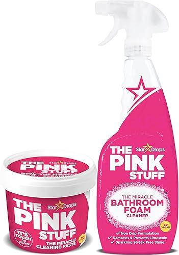 Stardrops - The Pink Stuff - Paquete de pasta de limpieza milagrosa y limpiador de espuma de baño (1 pasta de limpieza, 1 limpiador de espuma de