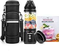 Vista 13 de Licuadora Portátil Exprimidor Personal para Batidos y Smoothies - Botella Mezcladora Eléctrica de Proteínas de 20 OZ con Funda Aislante, Tapa