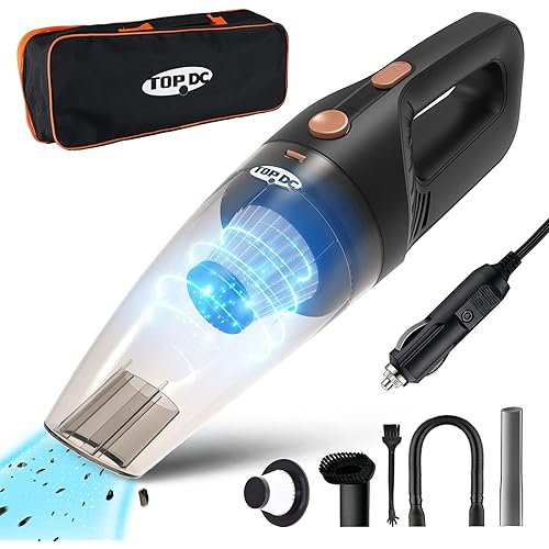 TOPDC Car Vacuum Cleaner - Portable, High Power, Handheld Vacuums with Carry Bag - 12v, Auto Accessories Kit for Interior Detailing - Black