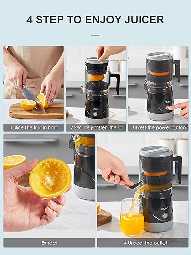 Miniatura 5 de QCen Exprimidor eléctrico de cítricos, exprimidor de naranja portátil para naranja, limón, pomelo, operación con un solo toque, fácil de usar y