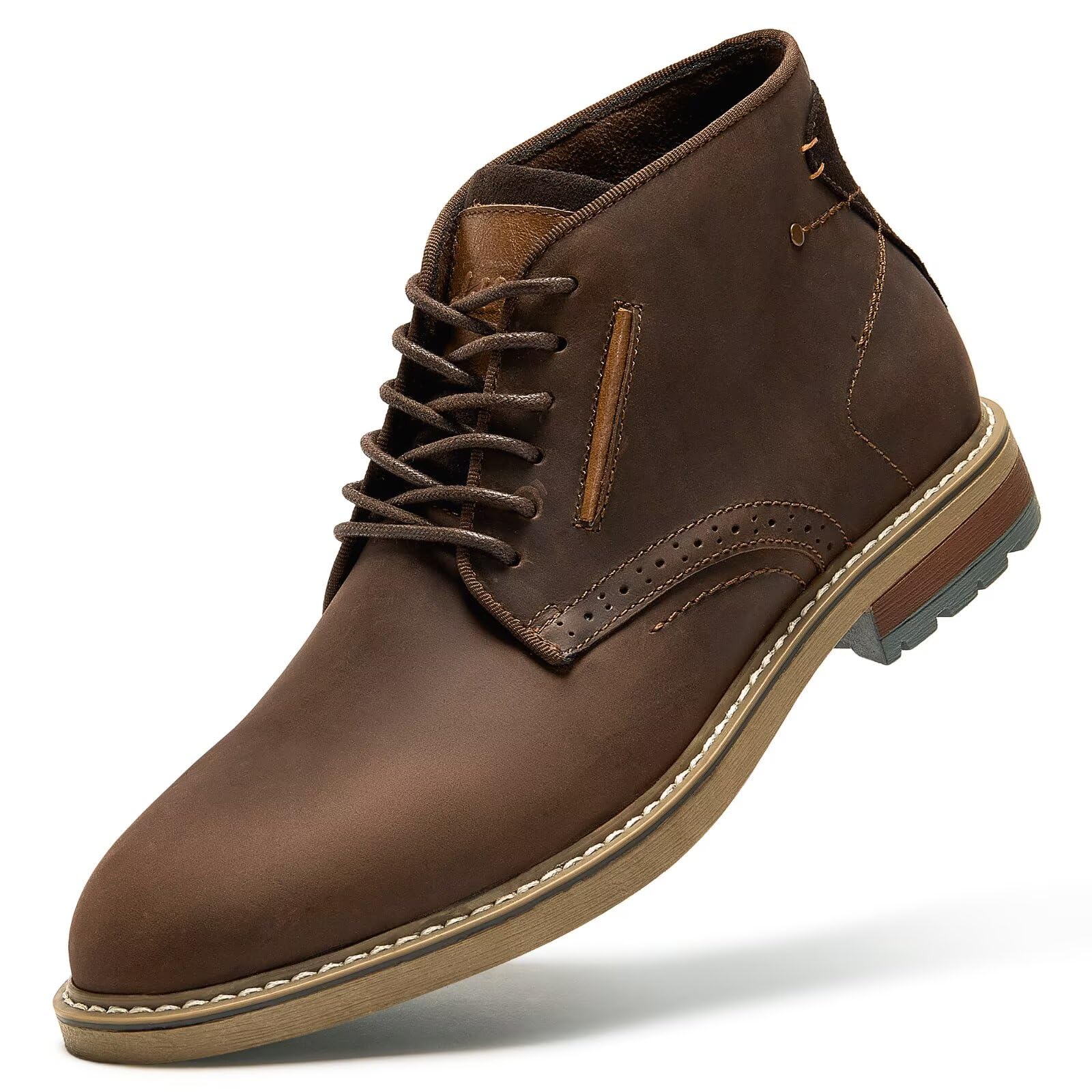 Chukka Boots for men, Grainy Leather Lace-up Ankle Boot Fashion and Comfort Casual Oxfords