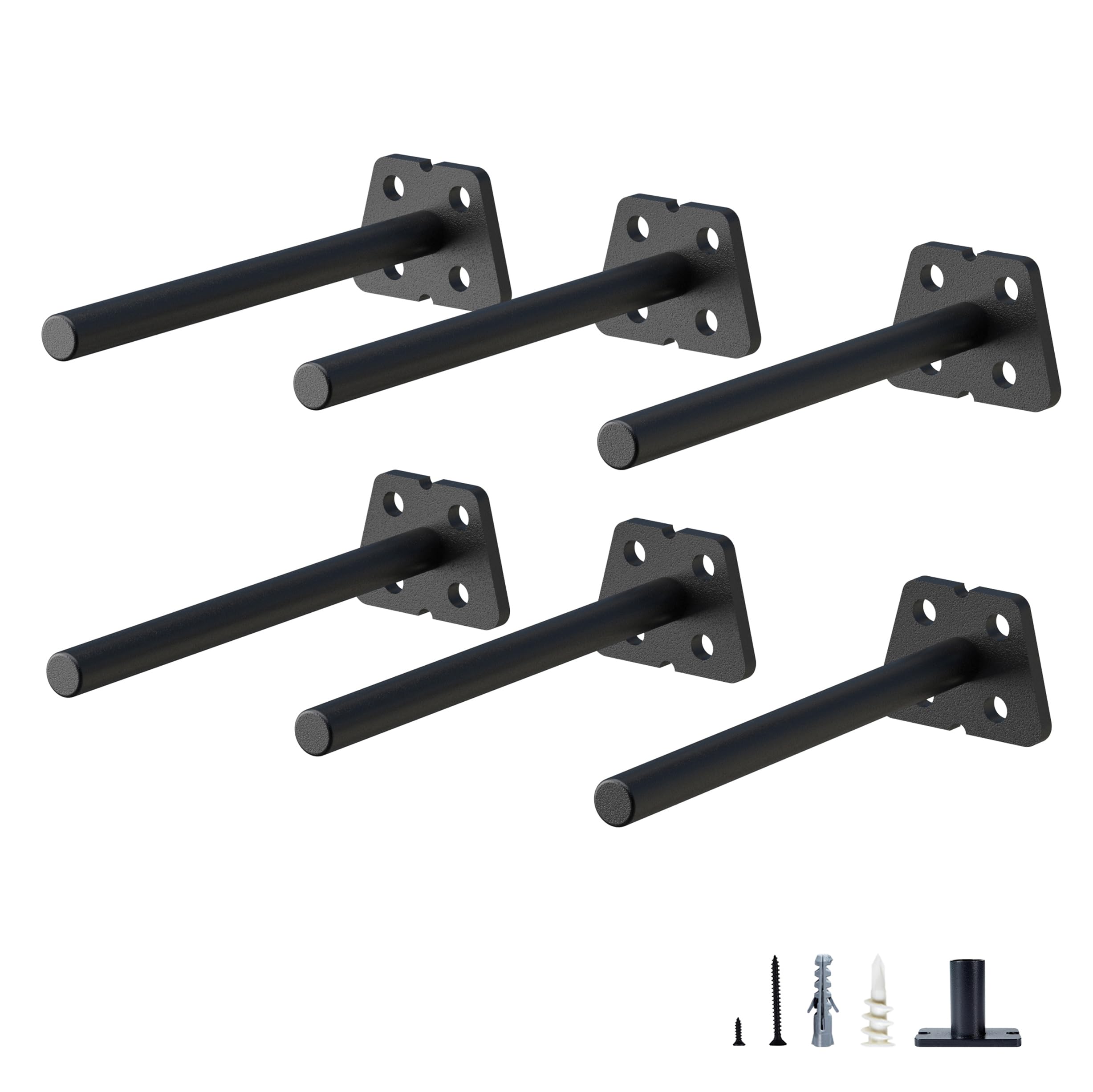NEODROP 6-Pack 6 Inch Hidden Floating Shelf Bracket, Heavy Duty Blind Shelf Support Hardware | Invisible Wall Brackets for Kitchen, Fireplace Mantel