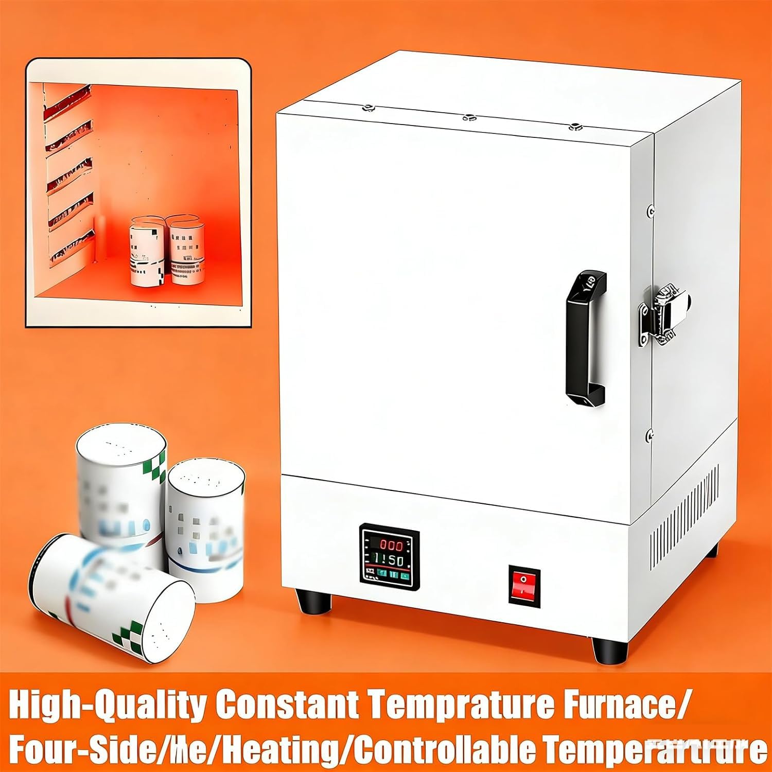 Horno Eléctrico 2000W, Horno de Mufla Digital 1150°C/2102°F, Horno de Calcinación de Sobremesa para Joyería, Fusión de Metales, Fundición a la Cera y Cerámica, Precisión ±1°C, Calentamiento 4 Lados