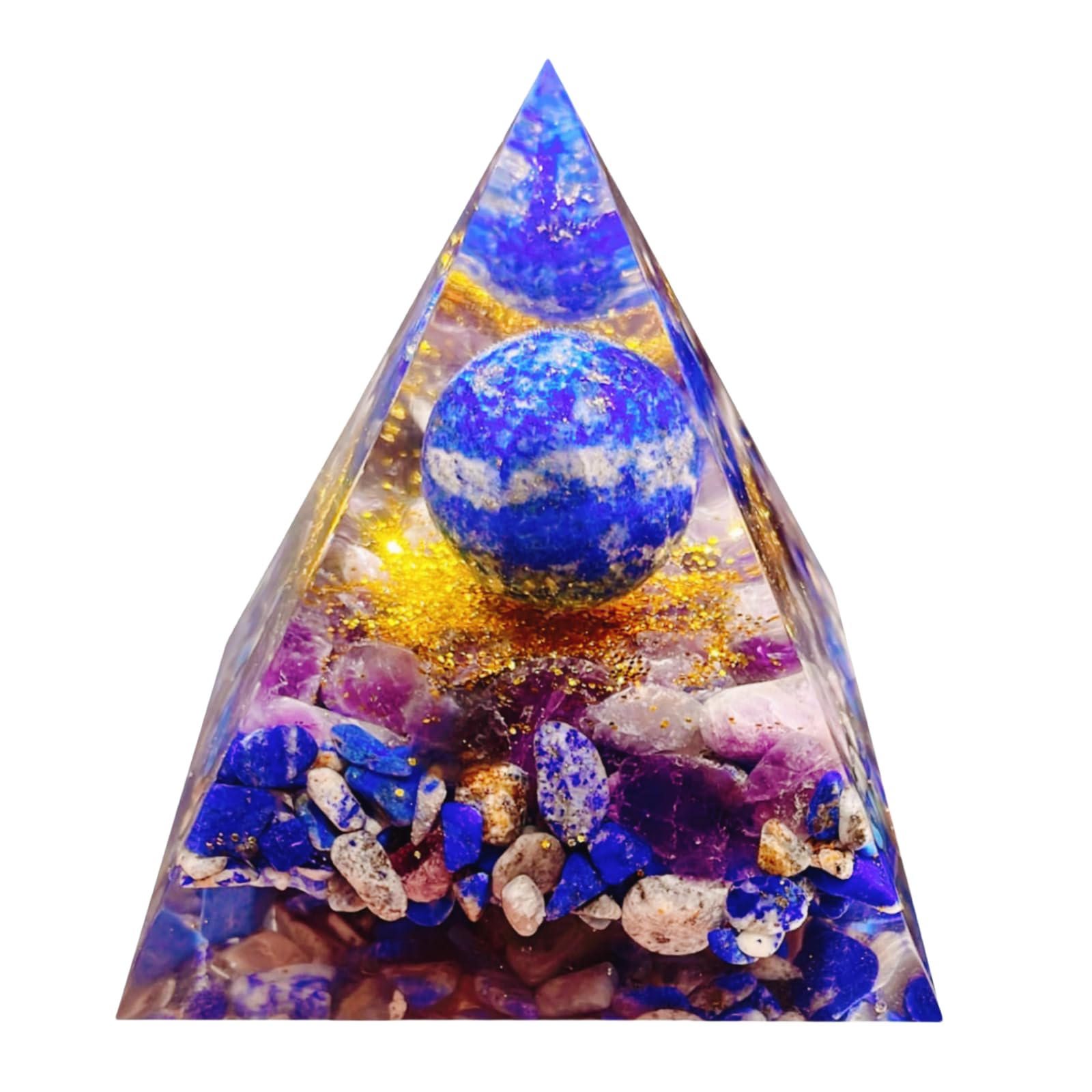 Générateur d'énergie Pyramide Orgone,Pyramide de Cristal de guérison d'Orgonite Lapis-Lazuli&Améthyste Naturelle,Réduisez Le Stress Ajustez Le Chakra Traiter et méditation.Attirer la Chance
