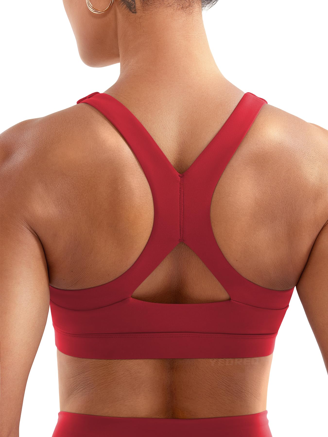 YEOREO Sports Bras for Women Medium Support Racerback Padded Running Bra Tracii Square Neck Wireless Workout Gym Crop