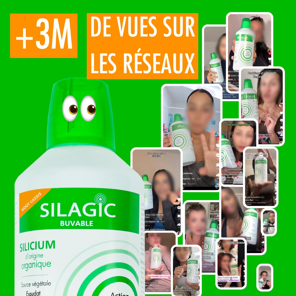 SILAGIC - Solution Buvable au Silicium Organique - Renforce Peau, Ongles & Cheveux - Maintient une Ossature Solide - Ortie, Bambou & Manganèse - Fabriqué en France - 1 L
