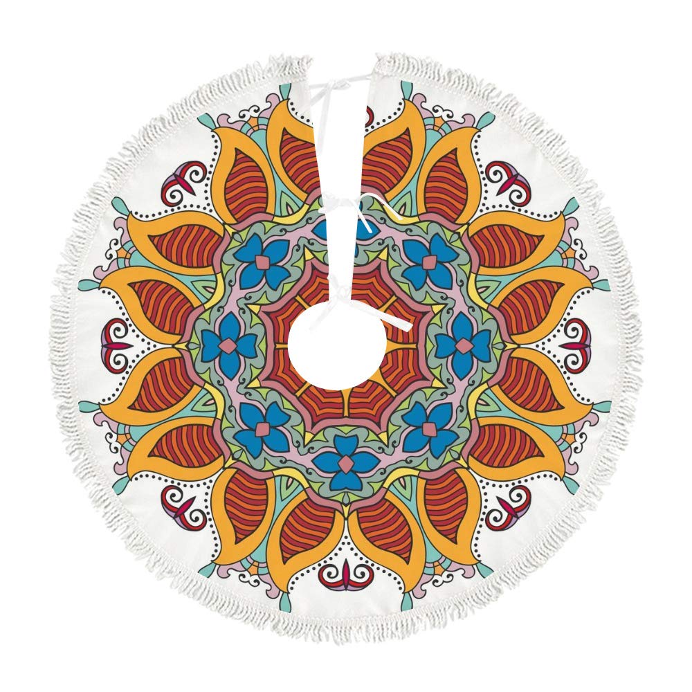 Tapis de sapin de Noël mandala intérieur et extérieur pour décoration de fête