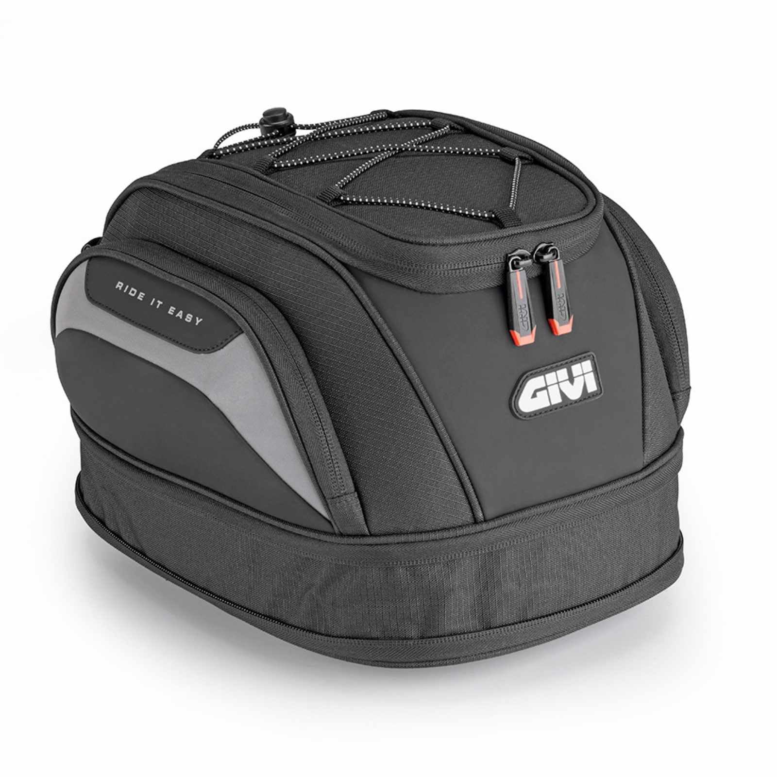 GIVI EASY07 – Borsa da Sella Moto 11‑14 L Estendibile con Copertura Antipioggia, Tasche Multiple e Sistema Seatlock/Tanklock – Nero