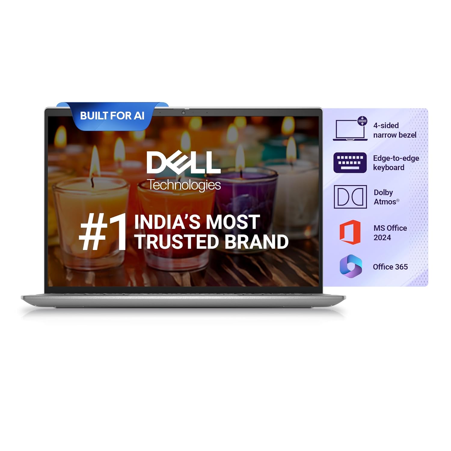 Dell New Inspiron 13 Laptop with AI Enabled Intel Core Ultra 7 155H Processor, 16GB LPDDR5X, 1TB SSD, 13.3″ (33.78cm) QHD+ 300nits, Backlit KB + FPR, Win 11+MSO’24, 15 Month McAfee, Silver, 1.24kg