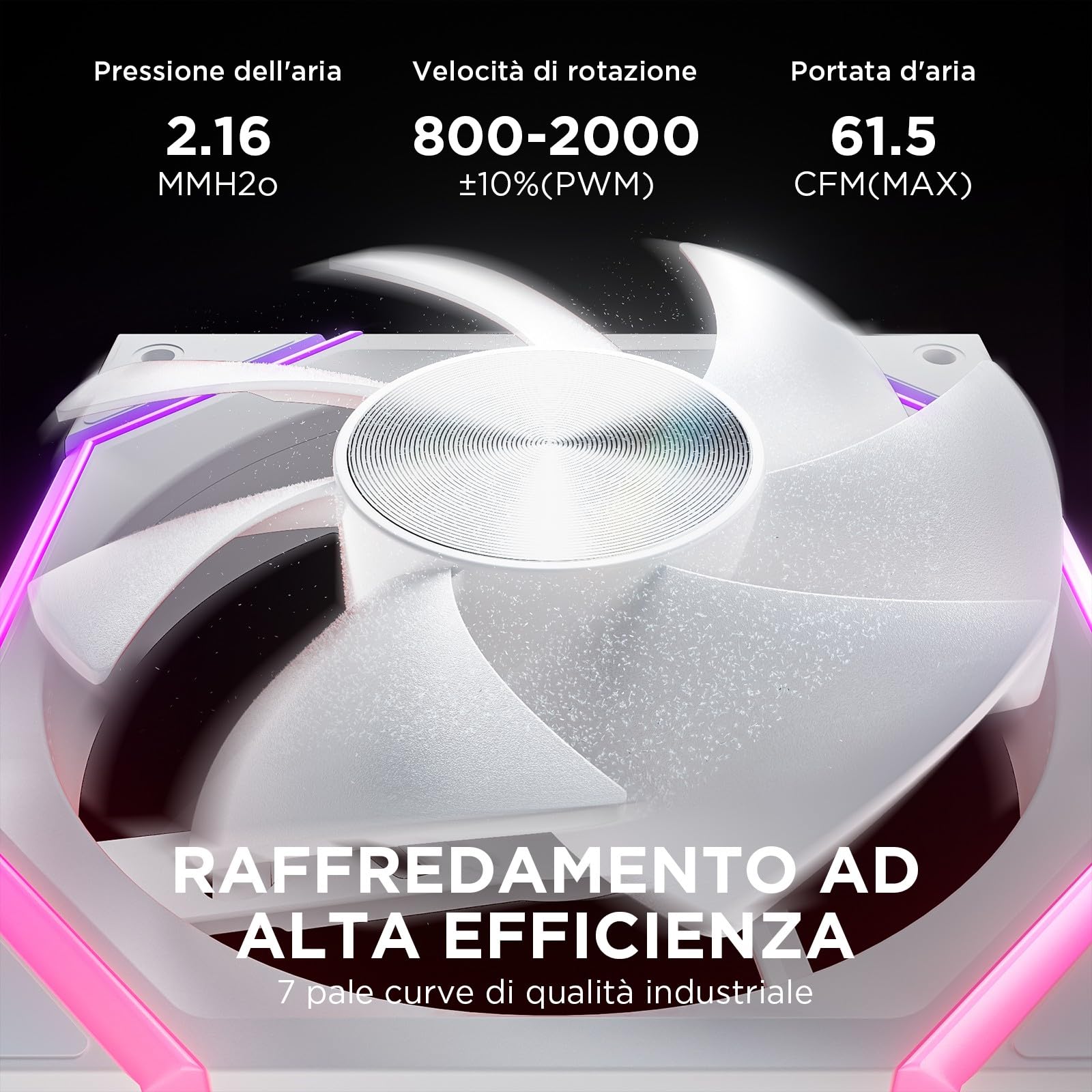 AsiaHorse Nyota Ventola per PC RGB da 120 mm, 3 pezzi [HDB] 2000 RPM/61.5 CFM/2,16 MMH2O ARGB Ventola 5 V3 PIN ARGB e 12 V4 PIN PWM, durata 50,000 ore