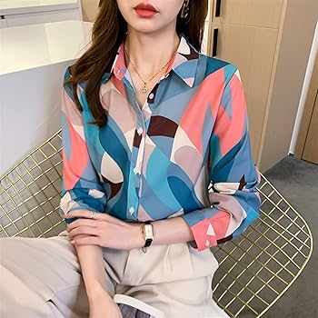 ZALHIN Printed Women's Shirt Women's Chiffon Shirt Long
