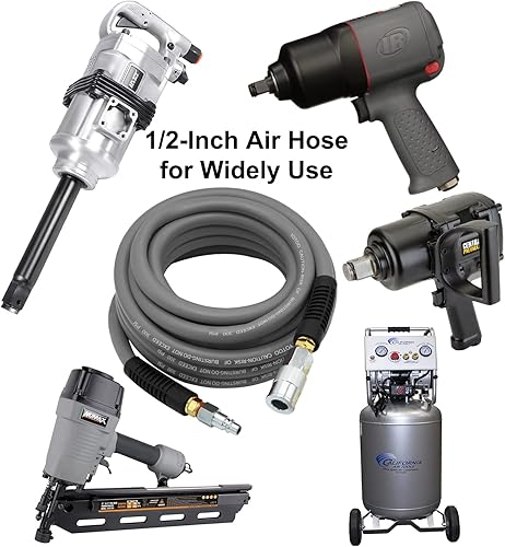 Miniatura 7 de YOTOO Manguera de aire híbrida de 12 pulgada de diámetro interior por 25 pies de largo 38 pulgadas MNPT accesorios de latón macizo 300 PSI