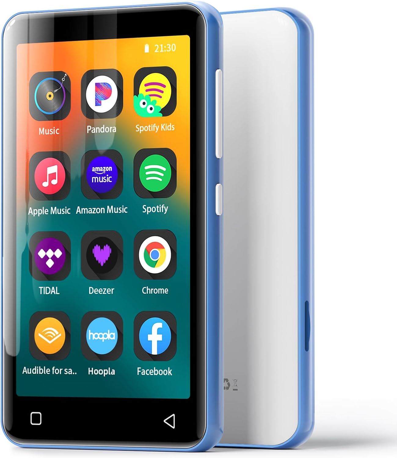 MP3 Player with Bluetooth and WiFi,MP3 Player with Spotify,Spotify Kids,Audible,Pandora,Amazon Music,4" Music Player MP4 Up to 1TB(80GB,Blue_White)